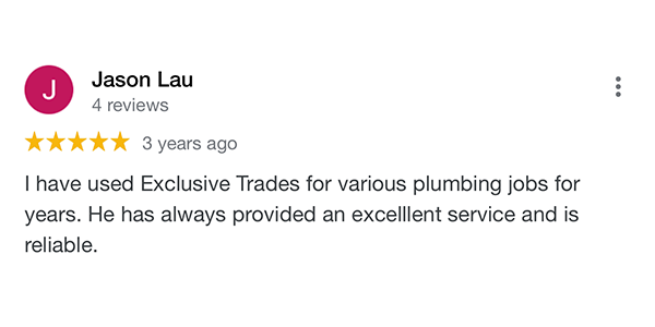 A five star review of Exclusive Trades in Eastbourne
